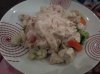 philly mixed with natural yogurt. Cooked chicken with pepper an onion ontop veg.jpg